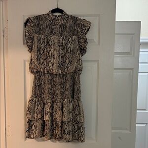 Snake Print Ruffle Sleeve Dress